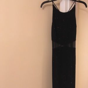 Black Sparkling Evening Dress with Mesh